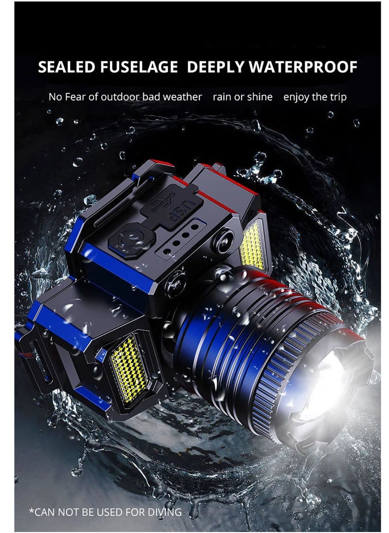 Generic - Rechargeable LED Headlamp 360° Adjustable Headlamp with Motion Sensor and 5 Light Modes For Hiking Fishing Mountaineering and Camping - Image 1