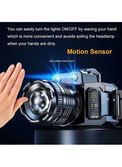 Generic Rechargeable LED Headlamp 360° Adjustable Headlamp with Motion Sensor and 5 Light Modes For Hiking Fishing Mountaineering and Camping  - Image 2