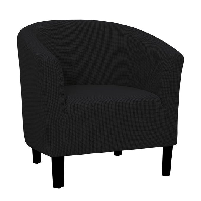 EASYGOING STRETCH CLUB ARMCHAIR SLIPCOVER 1 PIECE BARREL TUB SOFA COVER FURNITURE PROTECTOR JACQUARD COUCH COVER BLACK