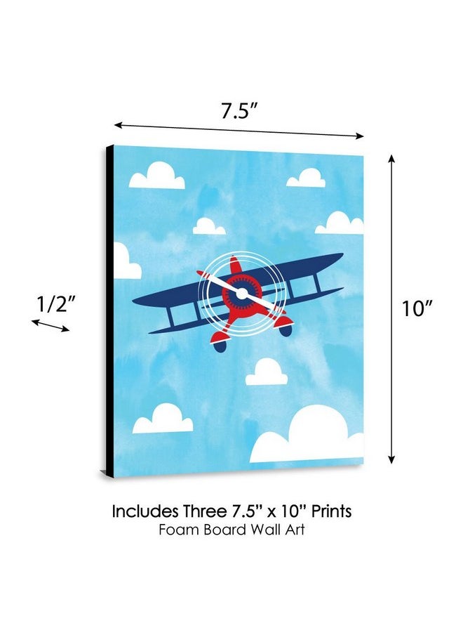 Big Dot of Happiness Big Dot of Happiness Taking Flight - Airplane - Vintage Plane Baby Boy Nursery Wall Art and Kids Room Decorations - Gift Ideas - 7.5 x 10 inches - Set of 3 Prints  - Image 5