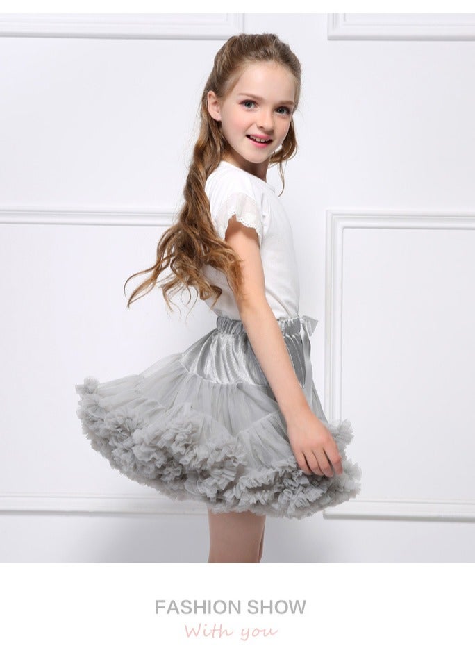Loquat Shaggy Skirt For Girls And Children Grey 