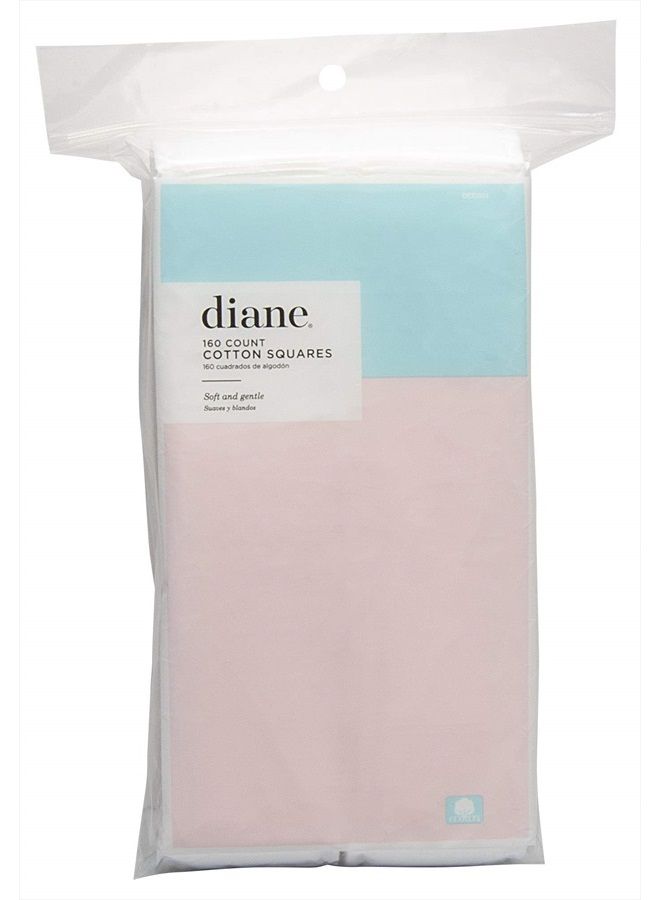 Diane Cotton Squares – 100% Real Cotton – Soft, Gentle on Face, Use for Makeup and Nail Polish Removal, Beauty Applicator - 160 Count (Pack of 1) - Image 1