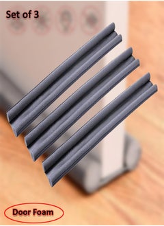 fashionhome Set of 3 Foamed Cotton Door Bottom Noise Reduction Sound Proof Door Sweeps Weather Stripping Adjustable Under Door Windows Sealing Strip Grey 93 cm  - Image 1