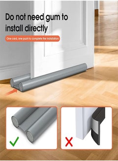 fashionhome Set of 3 Foamed Cotton Door Bottom Noise Reduction Sound Proof Door Sweeps Weather Stripping Adjustable Under Door Windows Sealing Strip Grey 93 cm  - Image 2