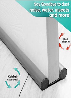 fashionhome Set of 3 Foamed Cotton Door Bottom Noise Reduction Sound Proof Door Sweeps Weather Stripping Adjustable Under Door Windows Sealing Strip Grey 93 cm  - Image 5