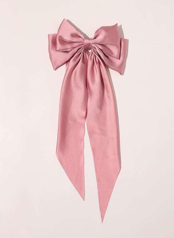 DINPREY Large Silky Hair Bows for Women Girls with Ribbon Long Hair Barrettes Big Hair Bow for Women and Girls Bowknot Hair Clips (4PCS - D) - Image 2