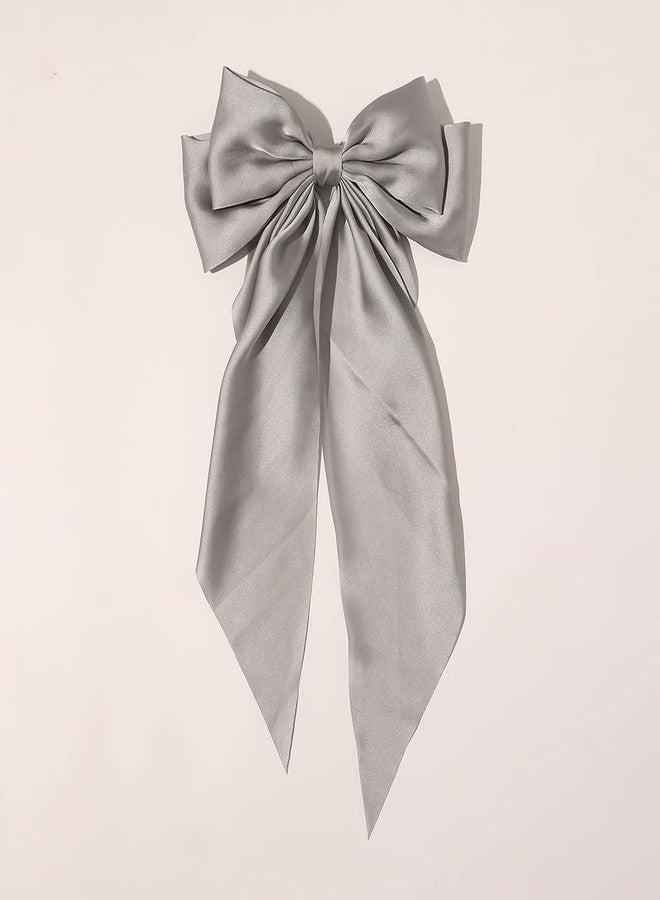 DINPREY Large Silky Hair Bows for Women Girls with Ribbon Long Hair Barrettes Big Hair Bow for Women and Girls Bowknot Hair Clips (4PCS - D) - Image 5