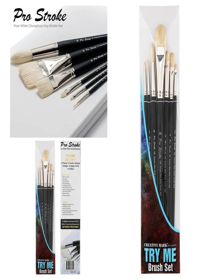 Creative Mark Pro Stroke Premium White Chungking Hog Bristle Artist Paint Brush - Try-Me Set of 7 - Natural Bristle Brush w/Great Control Suitable for Oils, Watercolors, Acrylics, Alkyds, Caseins - Image 2
