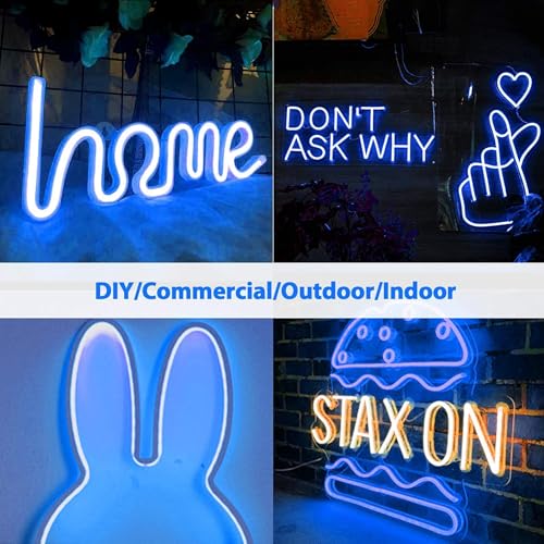 Gesto 16.4 Feet Neon LED Strip Light with 12V Adapter | Cuttable & Flexible Waterproof Rope Light for Wall Decor, Indoor & Outdoor Decoration, Custom Names,Signage & Diwali Decorative Lighting- Blue - Image 5