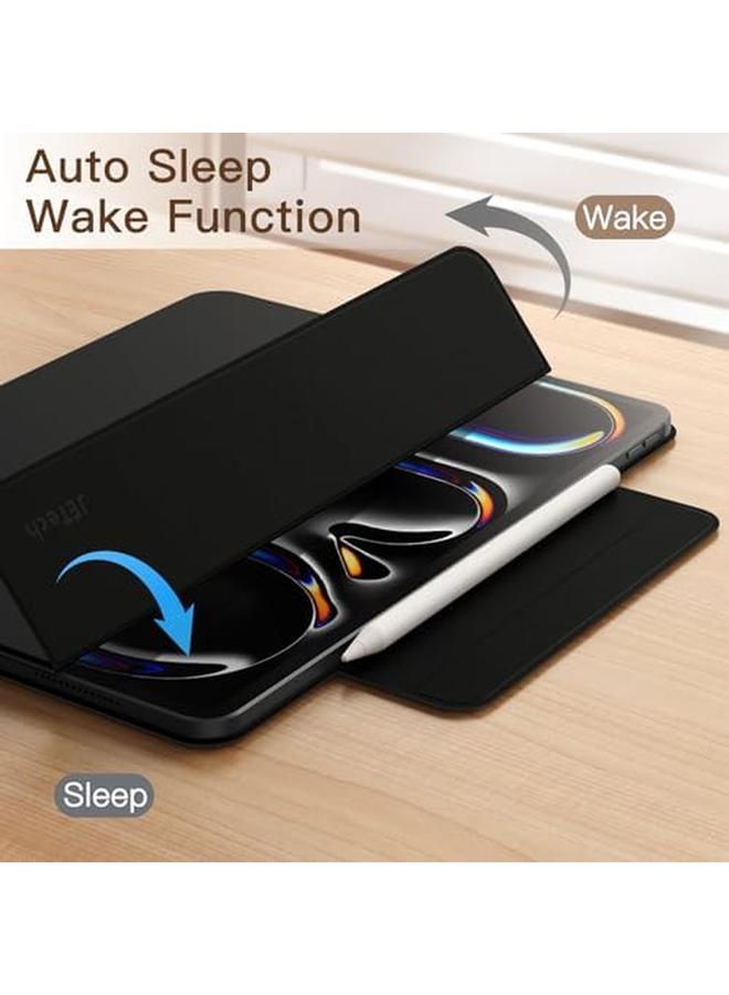 جي تيك حافظة مغناطيسية لجهاز ايباد برو 13 انش M4 2024 تدعم قلم رصاص برو وقلم رصاص يو اس بي سي مع حامل مغناطيسي قوي ثلاثي الطيات مع خاصية الاستيقاظ التلقائي باللون الاسود - Image 3