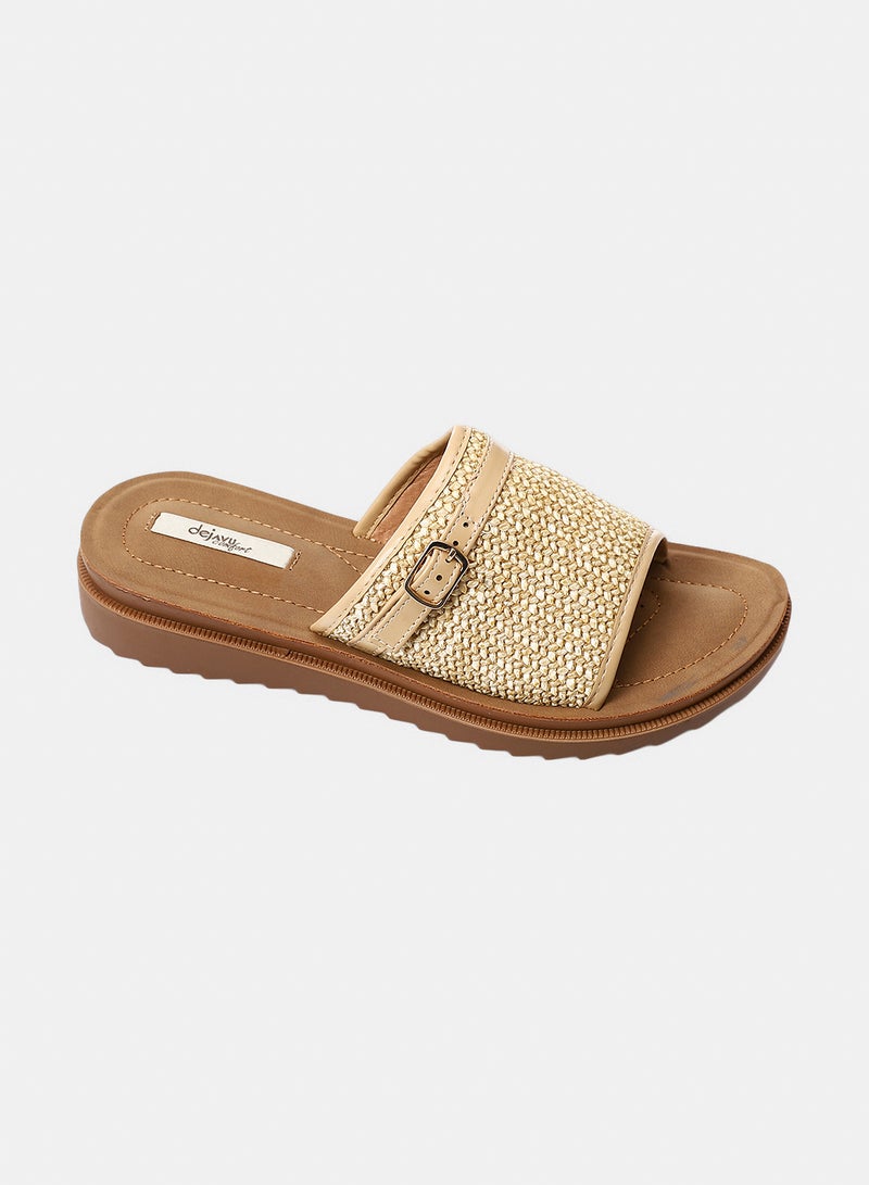 Dejavu Shoes HOG-DJTX-006  Raffia-Textured Comfort Slide For Women - Image 1