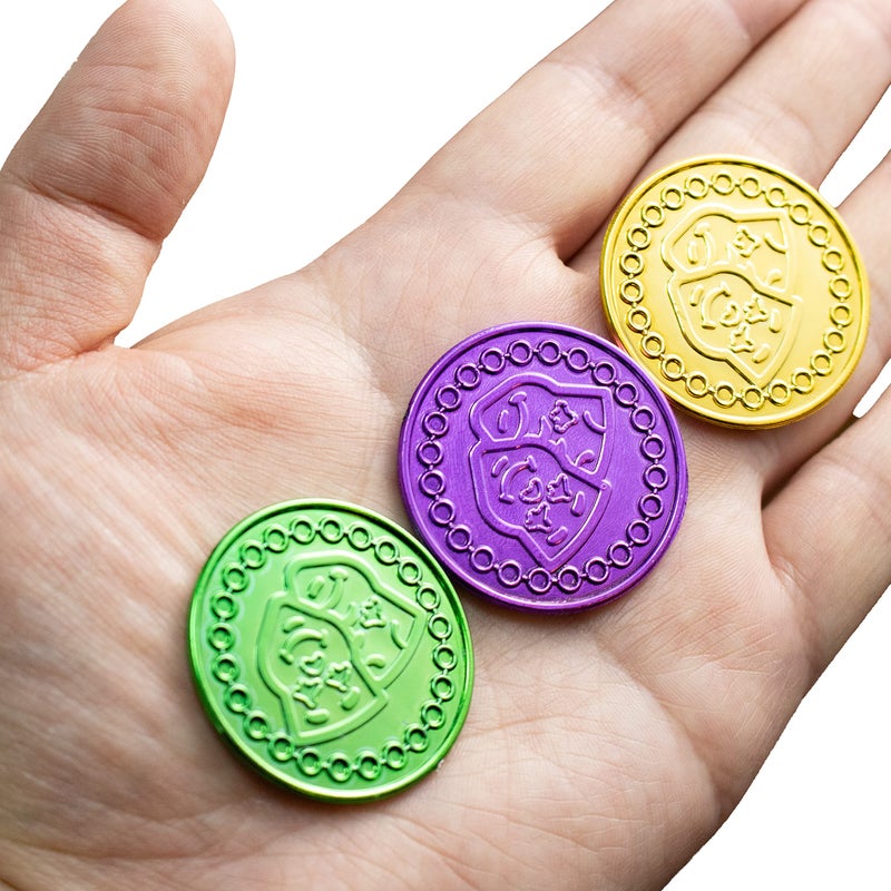 GiftExpress 144PC Mardi Gras Plastic Coins Assorted Metallic Gold Green Purple Mardi Gras Coins Bulk for Mardi Gras Parade, Party Favors - Image 3