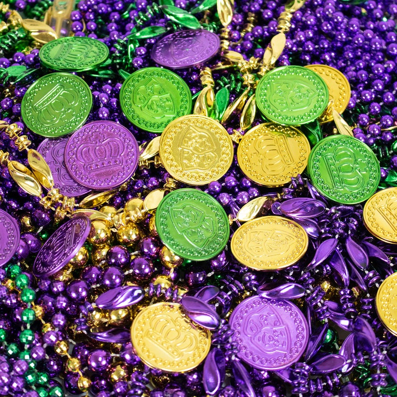 GiftExpress 144PC Mardi Gras Plastic Coins Assorted Metallic Gold Green Purple Mardi Gras Coins Bulk for Mardi Gras Parade, Party Favors - Image 4