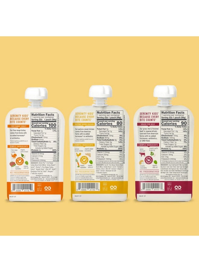 سيرينتي كيدز هريس مرق العظام للأطفال من عمر 7 أشهر فما فوق مصنوع من خضراوات عضوية - حاصل على جائزة Clean Label Project Purity - عبوة 3.5 أونصة خالية من مادة BPA - عبوة متنوعة - 6 قطع - هريس الأطفال - مرق العظام للأطفال - Image 2