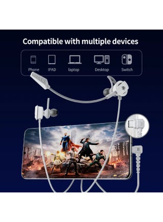 Plextone RX3 Pro Type-C Wired Gaming Earphones with Dual HD Noise Isolating Microphones Removable Side-mounted In-Ear Headphones Hifi Sound Quality for Mobile Phones and Tablets Color Gray - view 2