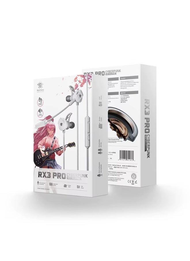 Plextone RX3 Pro Type-C Wired Gaming Earphones with Dual HD Noise Isolating Microphones Removable Side-mounted In-Ear Headphones Hifi Sound Quality for Mobile Phones and Tablets Color Gray