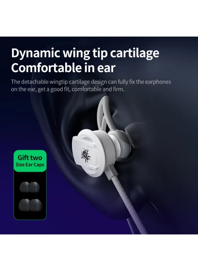 Plextone RX3 Pro Type-C Wired Gaming Earphones with Dual HD Noise Isolating Microphones Removable Side-mounted In-Ear Headphones Hifi Sound Quality for Mobile Phones and Tablets Color Gray