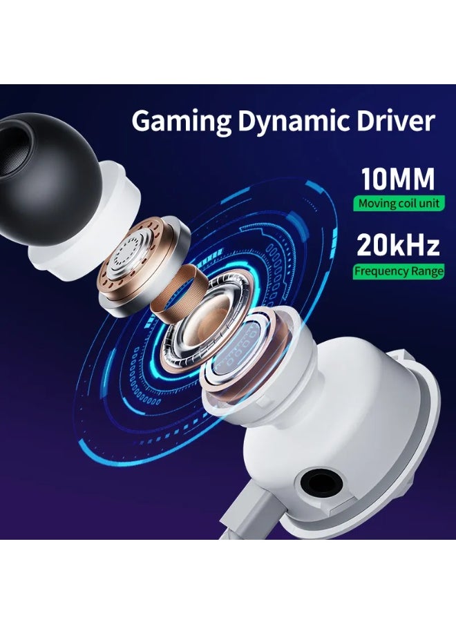 Plextone RX3 Pro Type-C Wired Gaming Earphones with Dual HD Noise Isolating Microphones Removable Side-mounted In-Ear Headphones Hifi Sound Quality for Mobile Phones and Tablets Color Gray