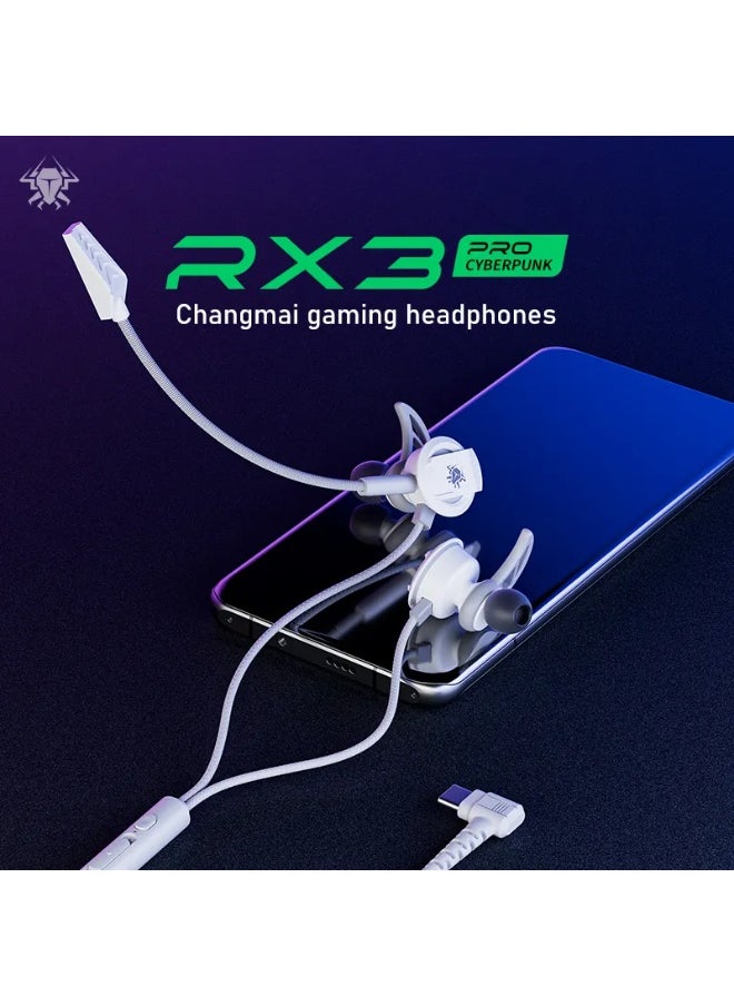 Plextone RX3 Pro Type-C Wired Gaming Earphones with Dual HD Noise Isolating Microphones Removable Side-mounted In-Ear Headphones Hifi Sound Quality for Mobile Phones and Tablets Color Gray