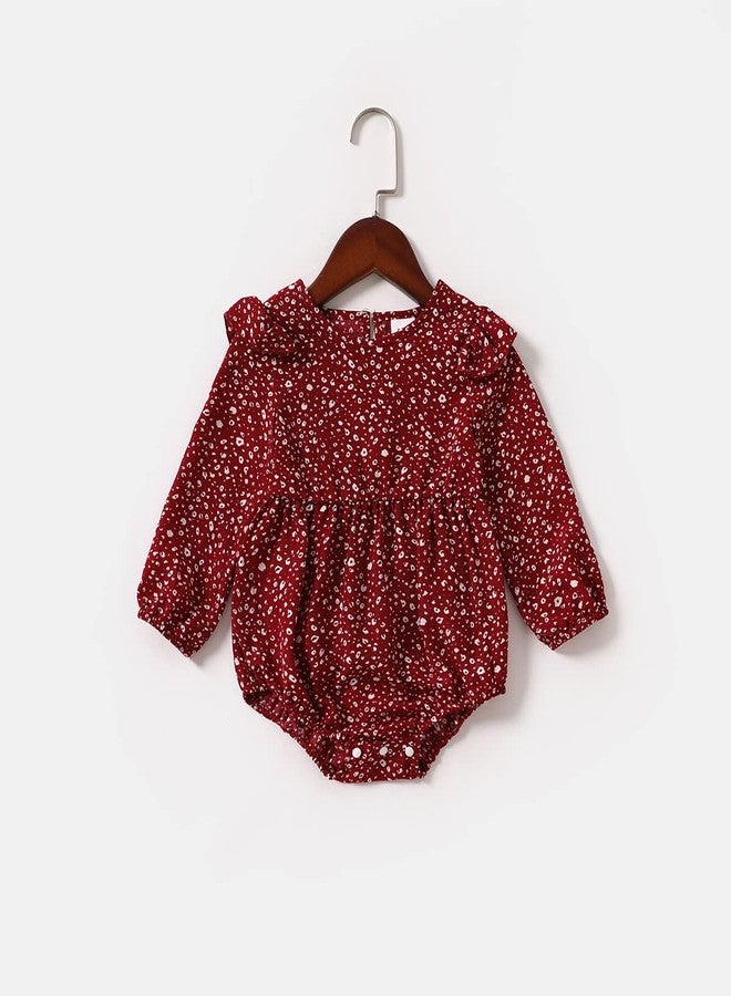 AWIBMK Mommy and Me Matching Dresses Polka Dot Print Ruffled Boho A-Line Long Dress V Neck Waist Self Tied Belt Long Sleeve Casual Fall Winter Mom Daughter Matching Outfits Burgundy Polka Dot 6-9 Months - Image 4