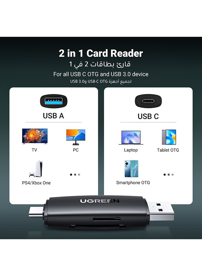 Ugreen USB C Card Reader USB 3.0 Type C SD TF Card Reader Dual Slot Memory OTG Card Adapter For SD Micro SD SDHC SDXC MMC Card For iPhone 16 15 Pro Max Galaxy S24 Ultra SLR Camera Projector Monitor Smart TV - Image 2