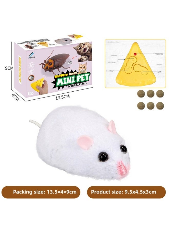 Mini Remote Control Cockroach Simulation Animal Model Funny Cat And Dog Pet Toy Tricky Scary Halloween Toy-Color:Mini Mouse White  - Image 1