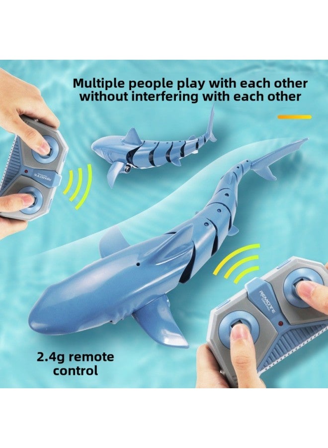 Electric Remote Control Shark Water Spray Light Whale Can Be Launched 24G Remote Control Boat Children's Toy Girl Bag Metal-Color:Mechanical Black-fully Waterproof -Specification:Four-battery Configuration  - Image 3