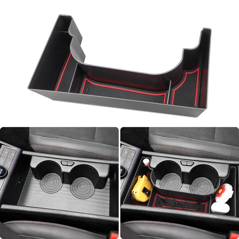 صينية تنظيم كونسول مركز MARCHFA لملحقات هيونداي كونا 2024 2025 2026 صندوق ذراع الراحة صينية تنظيمية لكونا 2024 صندوق تخزين ثانوي أحمر يناسب فقط النقل الإلكتروني