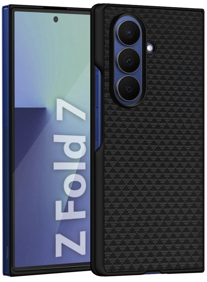 CATANES Case Cover for for Samsung Galaxy Z Fold 7 - Kevlar Bullet Proof Phone Case - Ultra Thin and Light Carbon Fiber Texture Printing Slim Anti-Scratch Phone Cover With Front Built-in Screen Protector - Black Triangle - Image 2