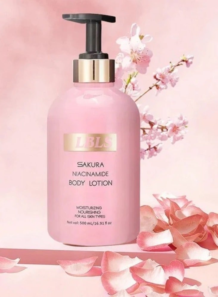 LBLS LBLS sakura body lotion 500ml niacinamide cherry whitening brighten moisturizing nourish dry skin - Image 1
