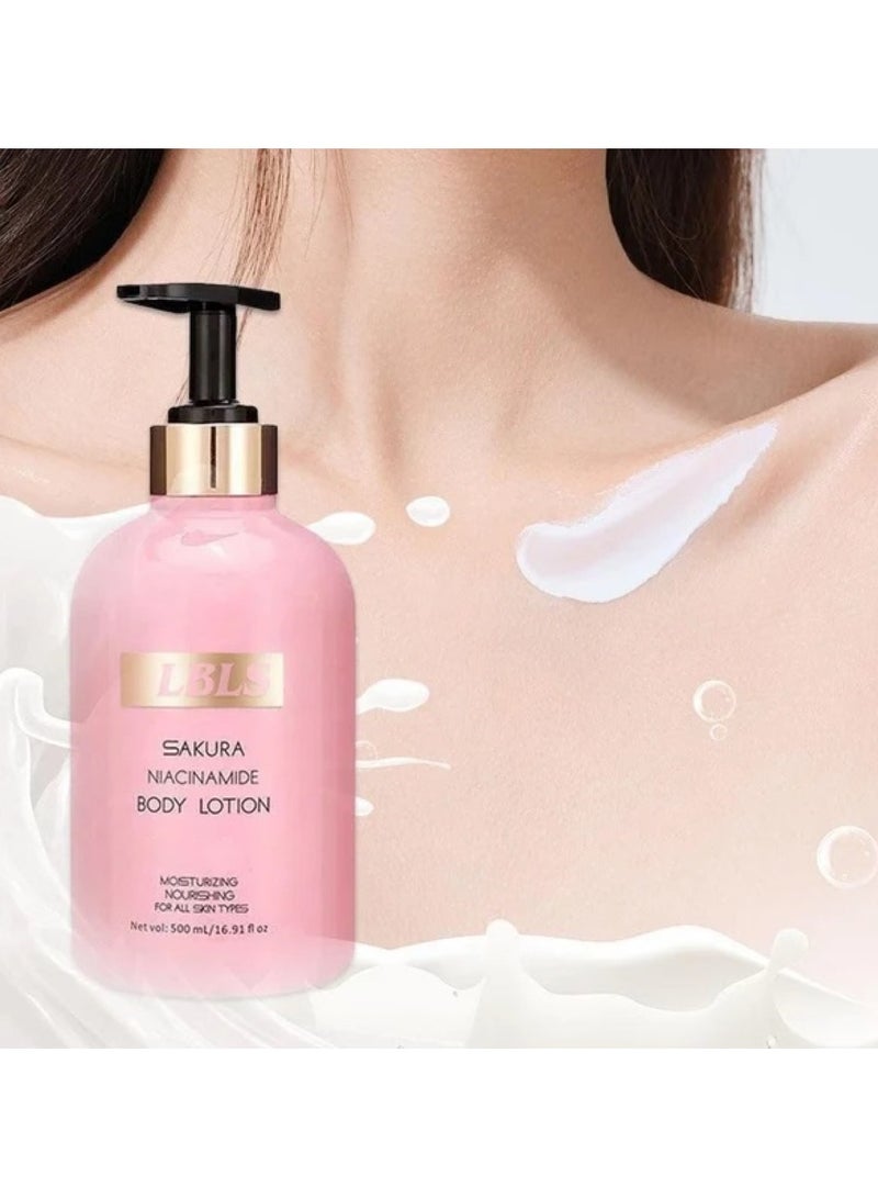 LBLS LBLS sakura body lotion 500ml niacinamide cherry whitening brighten moisturizing nourish dry skin - Image 4