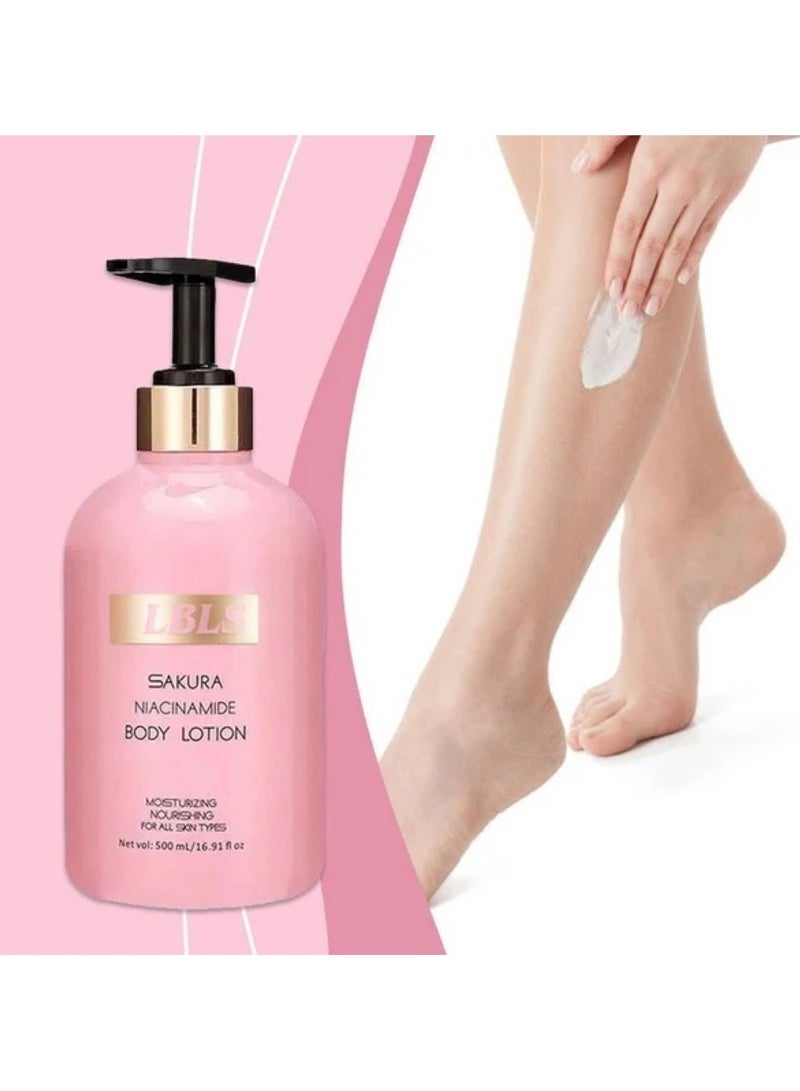 LBLS LBLS sakura body lotion 500ml niacinamide cherry whitening brighten moisturizing nourish dry skin - Image 3