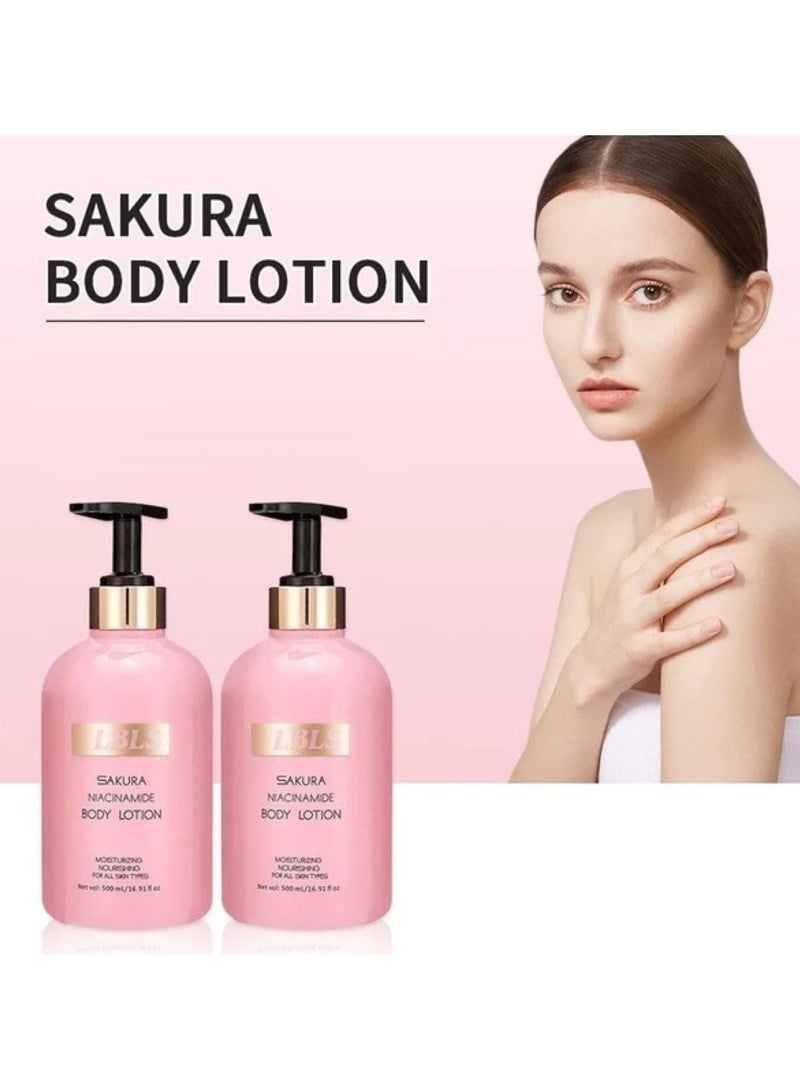 LBLS LBLS sakura body lotion 500ml niacinamide cherry whitening brighten moisturizing nourish dry skin - Image 2