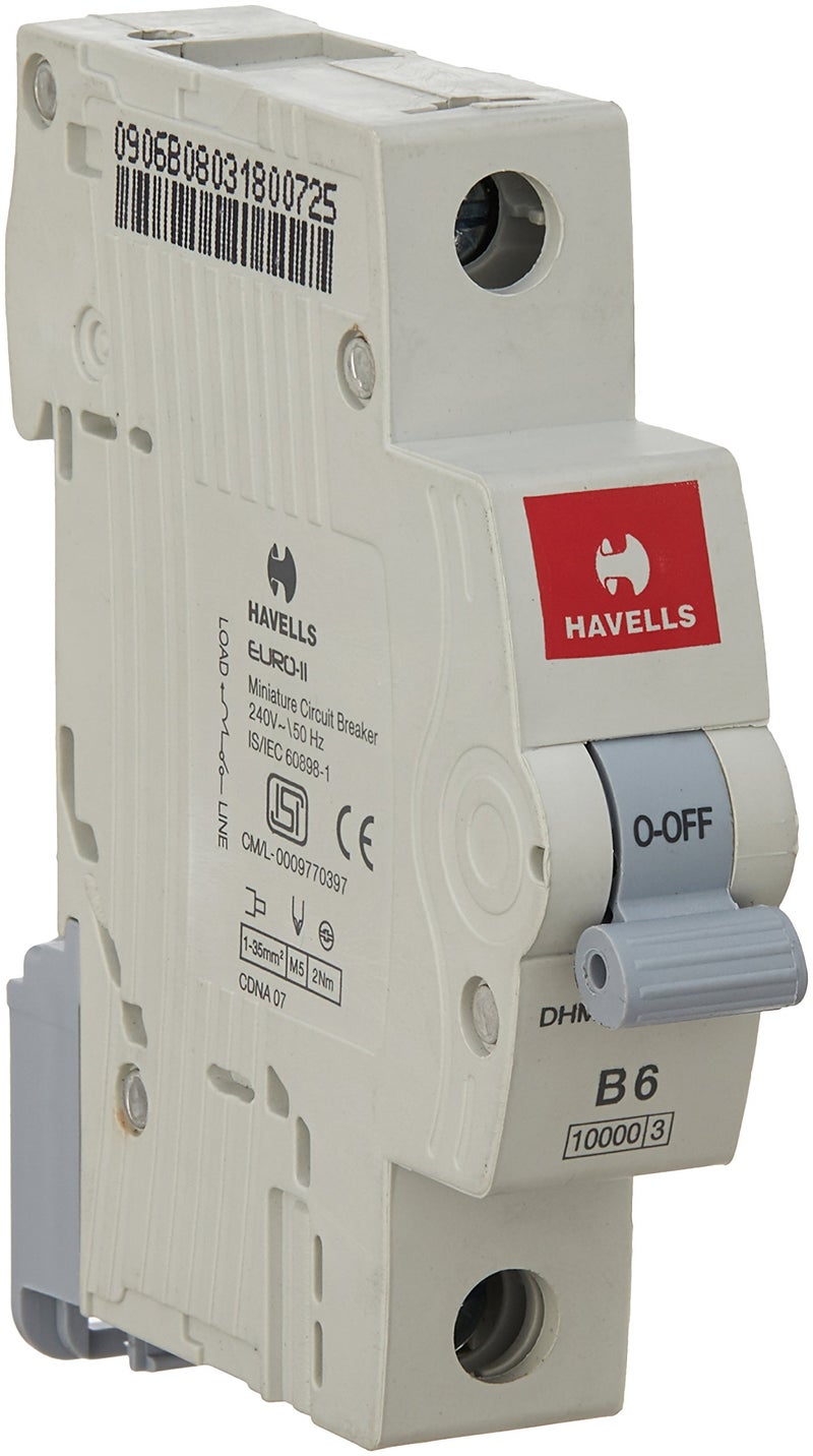 Havells DHMGBSPF006 PVC Plastic 6A MCB SP B Curve (White) - Image 2