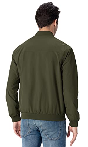 Rdruko Men's Lightweight Windbreaker Jacket Athletic Flight Bomber Jacket Zip Up(Army Green, US S) - Image 2