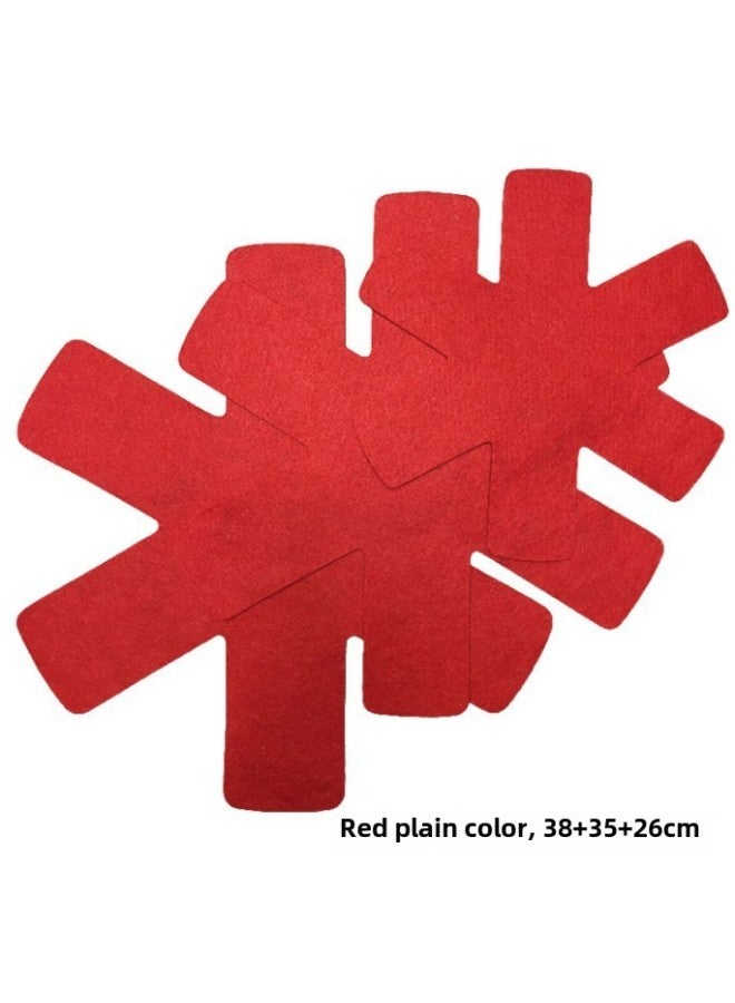 Felt Pot Pad Black Non-woven Pot Pad Non-stick Non-slip Heat Insulation Pad Protective Pad Six-claw Non-slip-Color:red Solid Color-Specifications:matching Opp Bag  - Image 1