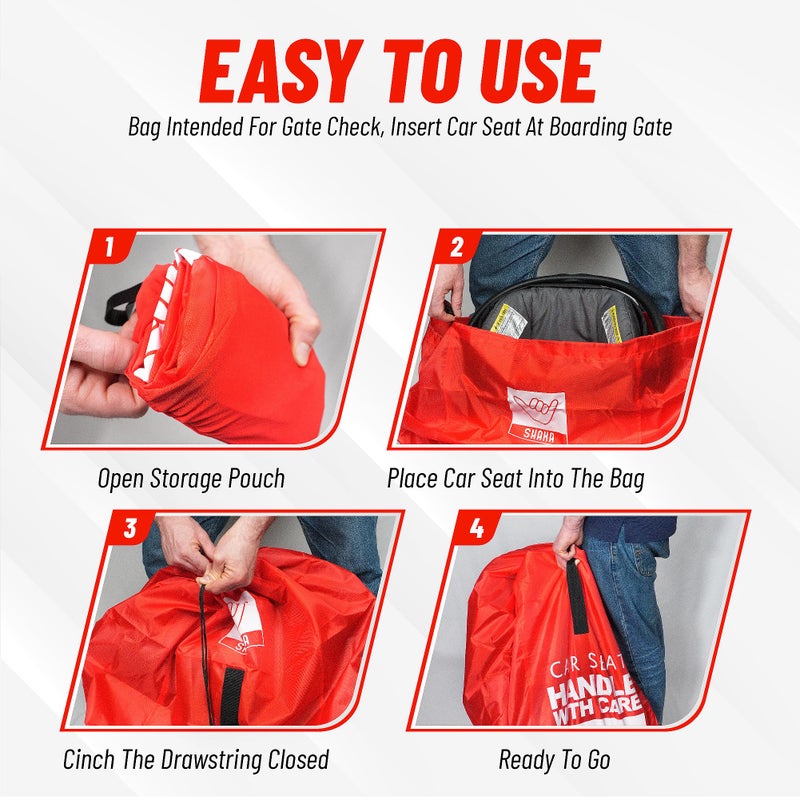 Shaka Car Seat Travel Cover Bag: Universally Fits Infant, Booster, Convertible Car Seats & Bases: Water, Dirt & Tear Resistant, Airplane Gate Check - Image 5
