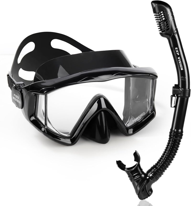 EXP VISION Schnorchelset Schnorchelausrstung fr Erwachsene, Professionelle Anti-Beschlag-Schnorchelmaske, Trockenschnorchel Tauchmaske fr Freitauchen,Schnorcheln,Schwimmen - Image 1