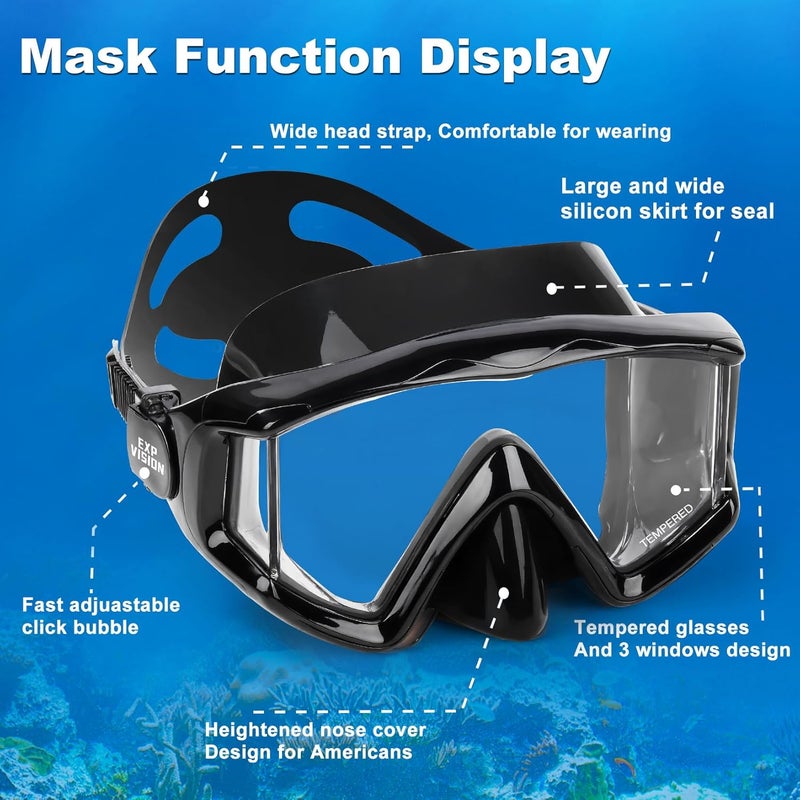 EXP VISION Schnorchelset Schnorchelausrstung fr Erwachsene, Professionelle Anti-Beschlag-Schnorchelmaske, Trockenschnorchel Tauchmaske fr Freitauchen,Schnorcheln,Schwimmen - Image 4