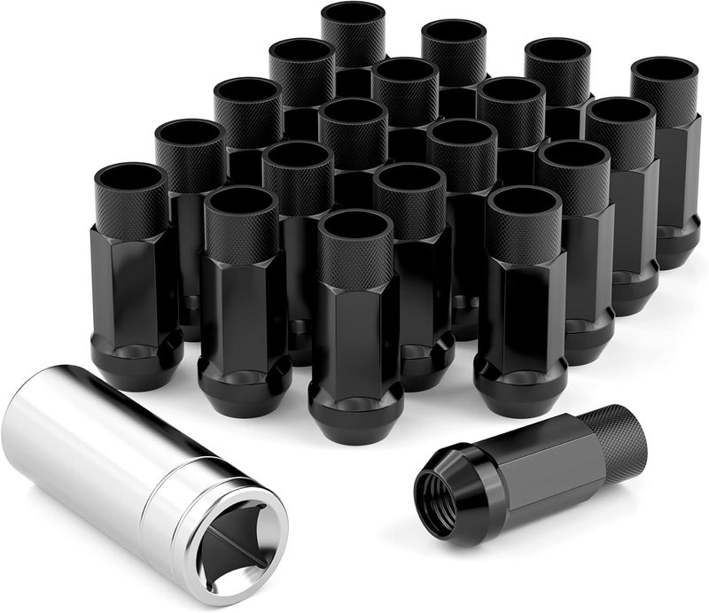 EZISOE 20PCS Black M12x1.5 Open End Bulge Acorn Lug Nuts - Image 1
