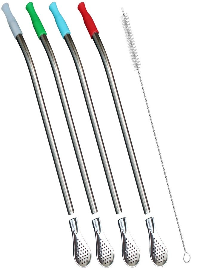Beruth Reusable Bombilla Yerba Mate Straw - Stainless Steel Removable Spoon Style Filter with Soft Silicone Tip - Metal Straw for Drinking Loose Leaf Tea, Coffee - Includes Cleaning Brush by Beruth - Image 1