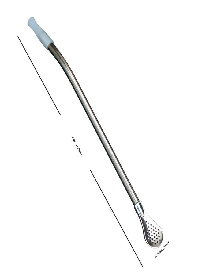 Beruth Reusable Bombilla Yerba Mate Straw - Stainless Steel Removable Spoon Style Filter with Soft Silicone Tip - Metal Straw for Drinking Loose Leaf Tea, Coffee - Includes Cleaning Brush by Beruth - Image 4