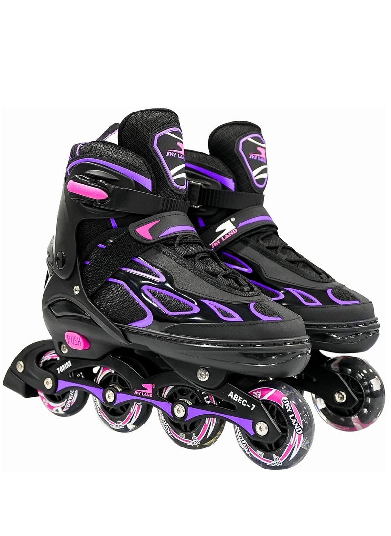 Sky Land Adjustable Roller Skate Shoes For Kids & Teens| Professional & Comfortable Inline Skating Shoes With 8 Lighting Wheels For Girls  - Image 1