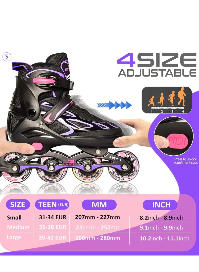 Sky Land Adjustable Roller Skate Shoes For Kids & Teens| Professional & Comfortable Inline Skating Shoes With 8 Lighting Wheels For Girls  - Image 2