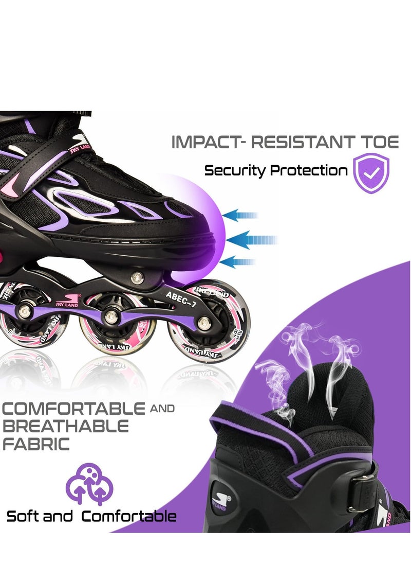 Sky Land Adjustable Roller Skate Shoes For Kids & Teens| Professional & Comfortable Inline Skating Shoes With 8 Lighting Wheels For Girls  - Image 3