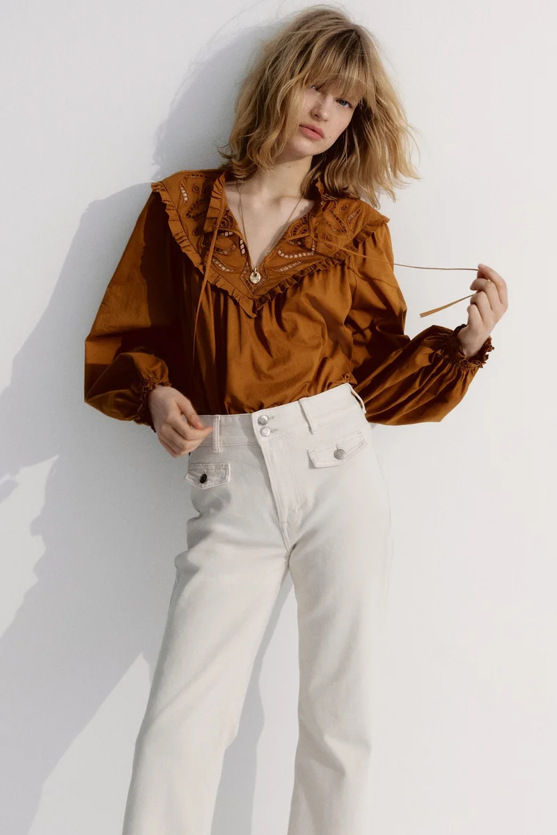 H&M Broderie anglaise-detail blouse