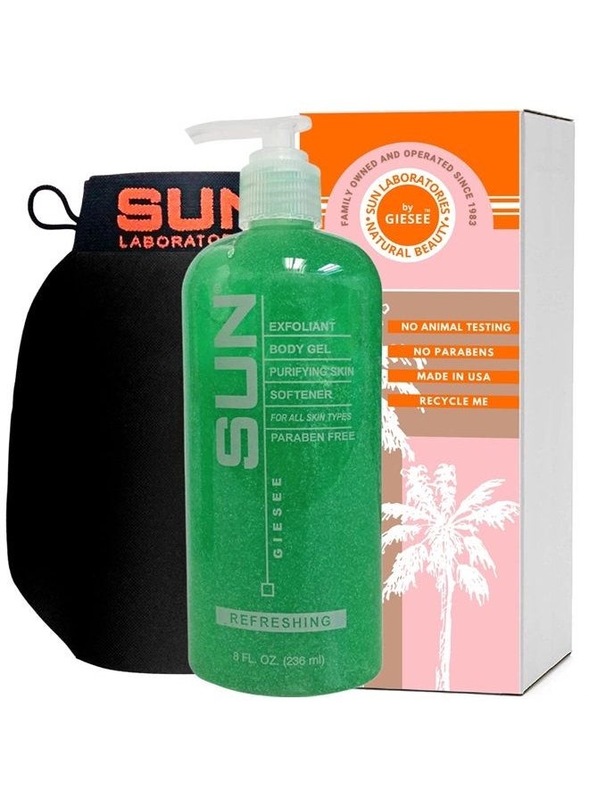 Sun Laboratories by Giesee - Exfoliating Gel and Mitt for Cleansing and Softening Skin - 1 8 fl. oz. Bottle - Image 1