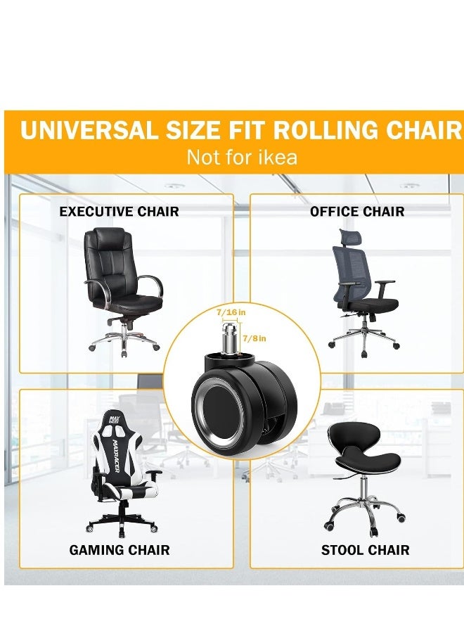 360 Luggage Swivel Wheels Replacement Office Chair Wheel Safe for All Floor, No Mats Needed, Heavy-Duty 1000lbs,Noise Free Smooth Gliding, Universal Fit Casters Set of 5 - Image 3