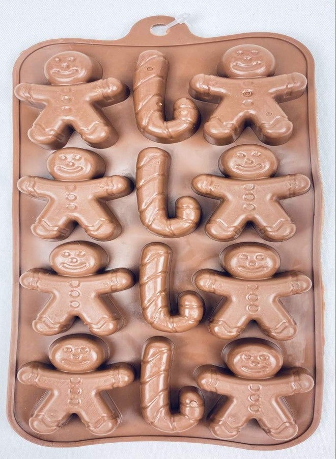 ريجنت صينية مكعبات ثلج سيليكونية للعطلات، قوالب حلوى في 3 صواني متنوعة: شجرة عيد الميلاد الحمراء، ندفة ثلج زرقاء فاتحة، رجل خبز الزنجبيل بني داكن، وعصا حلوى - Image 4