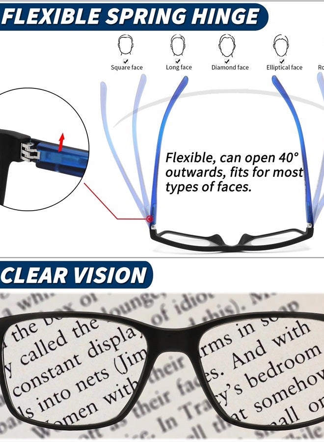 JJWELL 3 Pack Reading Glasses for Men Blue Light Blocking with Spring Hinge, Anti Eyestrain/Dryness/UV Large Wide Square Readers for Men, Two Tone Computer Reader Glasses Eyeglass(1.75 Strength)  - Image 5